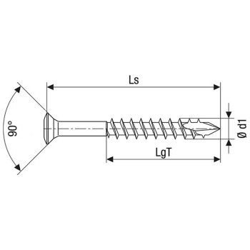 category Самонарезен винт SPAX 89018 с малка повдигната фрезенкова глава, частична резба и T-Star Plus задвижване, A2 blueprint thumb