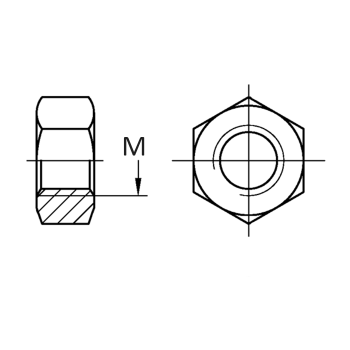 category DIN 934 Гайка шестостенна с лява резба к 8.8 Zn blueprint thumb