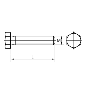 category DIN 933 Болт с шестостенна глава и цяла резба 8,8 Zn blueprint thumb