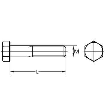 category DIN931 Болт с шестостенна глава и частична резба 8.8 Zn blueprint thumb