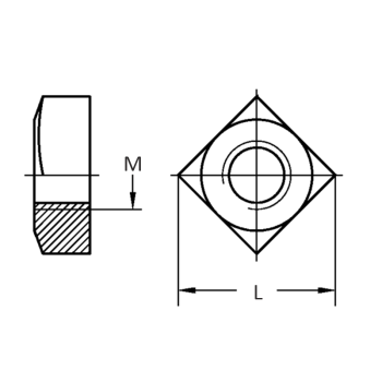 category DIN 557 Гайка квадратна eдностранно заоблена с фаска Zn blueprint thumb