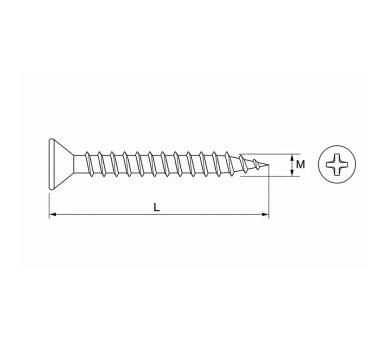 схема на  продукт Винт за дърво жълт M 2.5x20 ZN (50 бр.) thumb