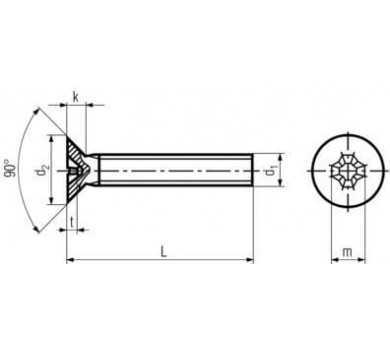 схема на  продукт DIN 965 ZN М6х18 (30 бр.) thumb