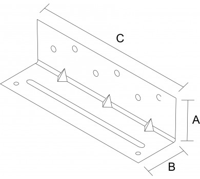 схема на  продукт Планка ъглова подсилена равнораменна регулируема, поцинкована (15 бр.) thumb