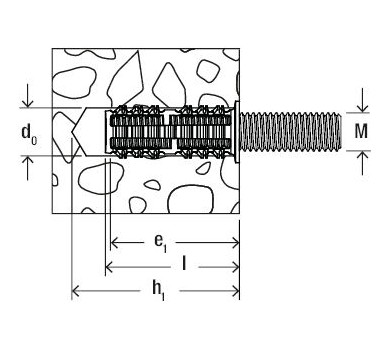 схема на  продукт Дюбел за шпилки FGD 12 M8 thumb