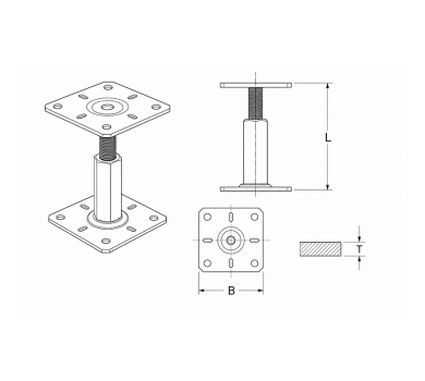 схема на  продукт Регулируема подпора за греда PR 130x130x100-150 mm M20 thumb