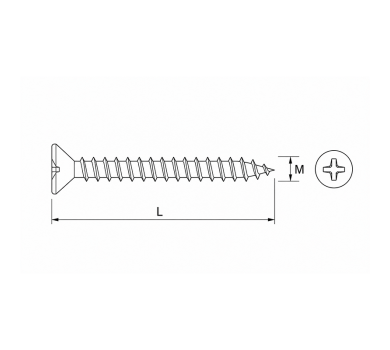 схема на  продукт Винт за дърво бял M 3x12 ZN (50 бр.) thumb