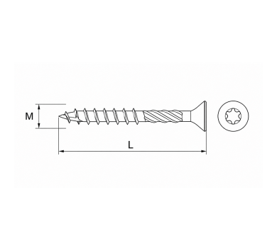 схема на  продукт Винт за дърво super torx 17 торнадо M10x200 TORX 40 (50 бр.) thumb