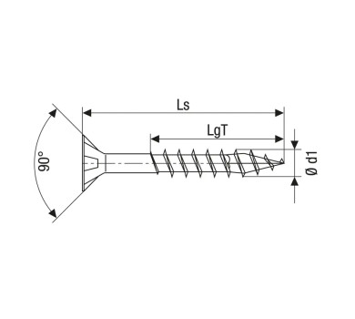 схема на  продукт Строителен винт за дърво SPAX 88091 с фрезенкова глава, частична резба и T-STAR Plus задвижване, WIROX покритие (50 бр.) thumb