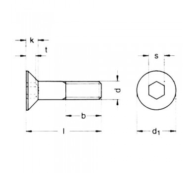 схема на  продукт Болт DIN 7991 10.9 BL M10x70 thumb