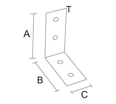 схема на  продукт Планка мебелна ъглова разнораменна, оребрена, поцинкована (50 бр.) thumb