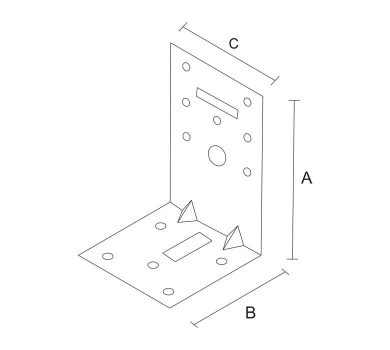 схема на  продукт Планка ъглова подсилена разнораменна регулируема, поцинкована (15 бр.) thumb