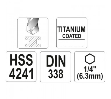 схема на  продукт Свредло с титаново покритие и шестостенен захват DIN 338 M 2.5 thumb
