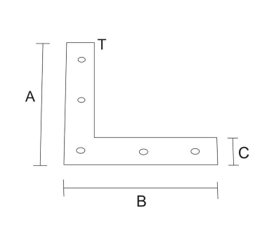 схема на  продукт Планка мебелна L -образна, поцинкована (30 бр.) thumb