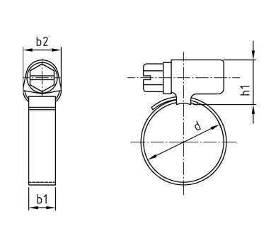 схема на  продукт DIN 3017 Скоба неръждаема  A2 W4 Ø 200 -220 mm thumb