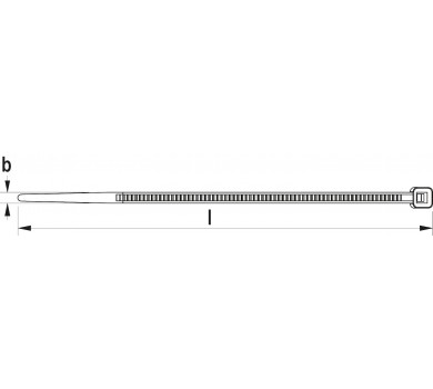 схема на  продукт Кабелни стяжки UBN Fischer, Опаковка 100бр. 7,6 x 450 /100бр - черни thumb
