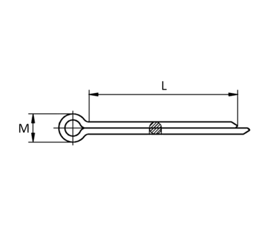 схема на  продукт DIN 94 Шплент А2 M2x40 thumb