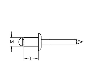 схема на  продукт Поп-нит, DIN 7337A, Al/St, RAL 3009 Ø 3 x 8 thumb