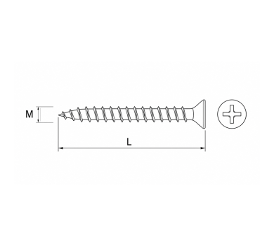 схема на  продукт Самонарезен винт за PVC дограма 4.3х45 (500 бр.) thumb