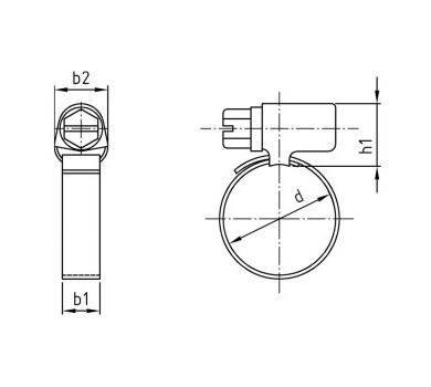 схема на  продукт DIN 3017 Скоба неръждаема  A4 W4 Ø 8 - 12 mm thumb