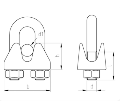 схема на  продукт Скоба за въже DIN 741 A4 - Ф 10 thumb