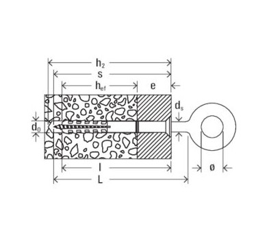 схема на  продукт Дюбел за винт с ухо S 14 ROE 100 thumb