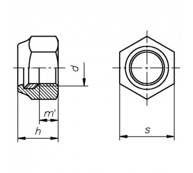 схема на  продукт Гайка стопорна месинг DIN 985 М6 thumb