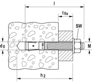схема на  продукт Сегментен анкер fischer FWA  - несертифициран, поцинкован (ZN) FWA 8X95 thumb