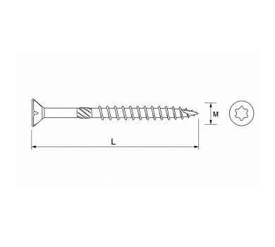 схема на  продукт Винт за дърво торнадо M3x25 TORX 10 (50 бр.) thumb