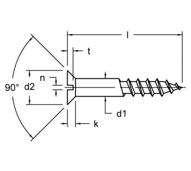 схема на  продукт DIN 97 Винт за дърво месинг thumb