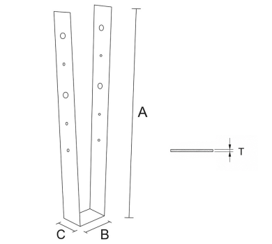 схема на  продукт Държач за греда, U - образен, ЧЕРЕН thumb