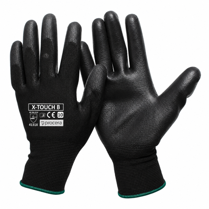 krepezhgroup product Работни ръкавици X-TOUCH BLACK с полиуретаново покритие image