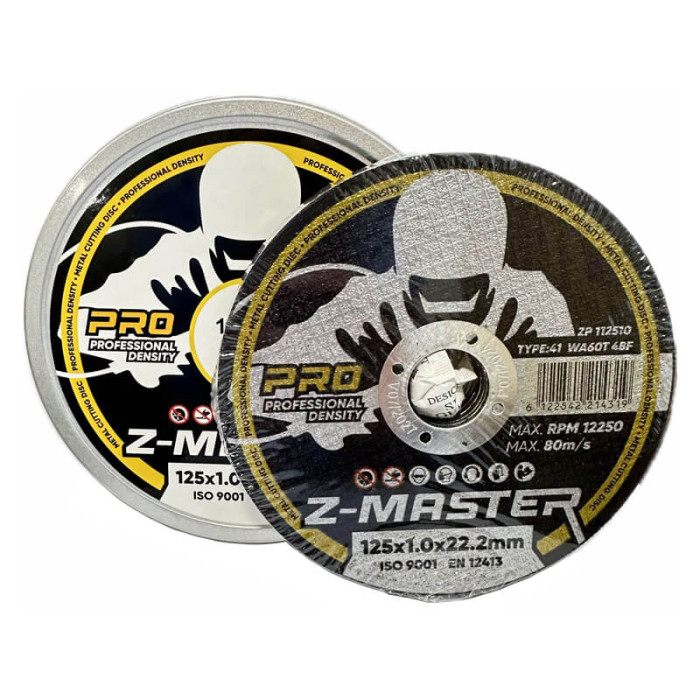 krepezhgroup product Диск за рязане на метал и неръждаема стомана Z-Master PRO, 125 x 1.0 - 10бр. в алуминиева кутия image