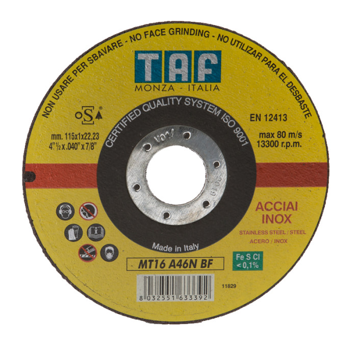 krepezhgroup product TAF Диск за рязане на метал и неръждаема стомана MT16 – Professional Series, 125 x 1.0 mm image