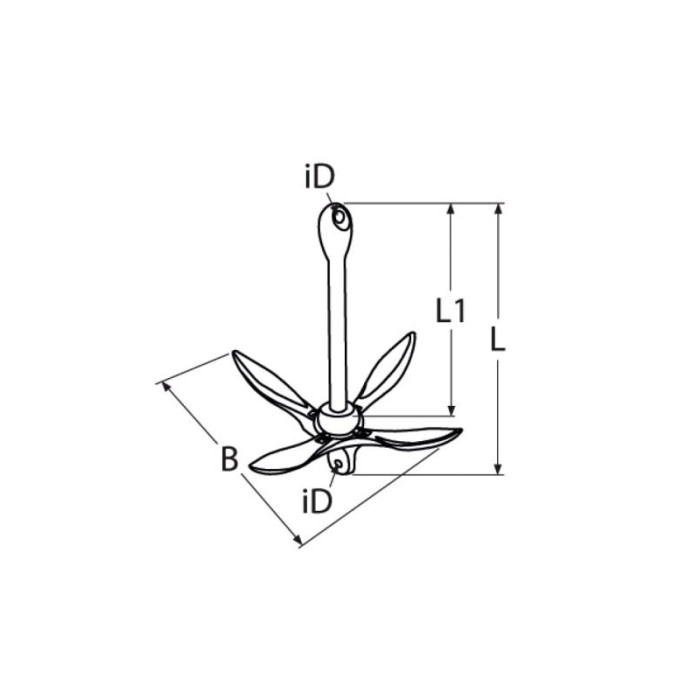 krepezhgroup product Сгъваема котва, силно полирана, А4, 1.5 кг image