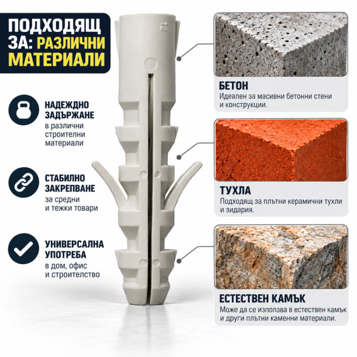 krepezhgroup product Дюбел за бетон М10х50 (100 бр.) image