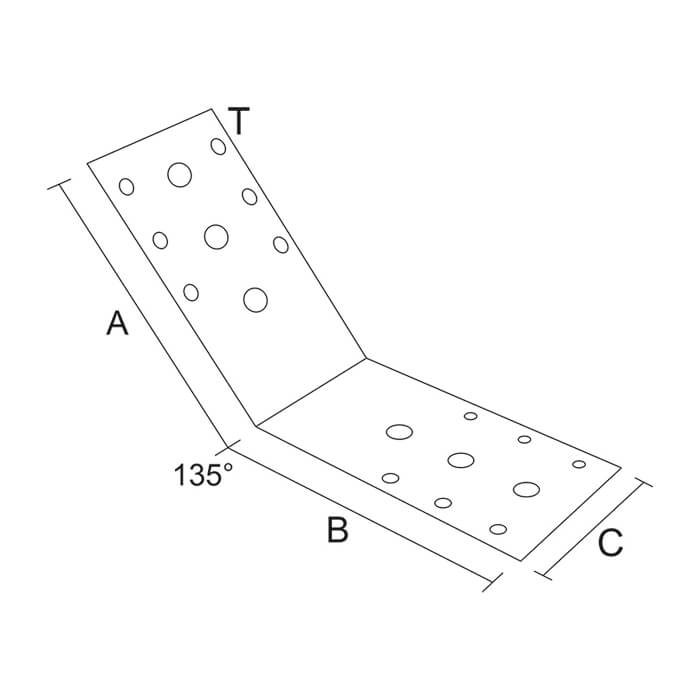 krepezhgroup product Планка ъглова подсилена равнораменна, 135⁰, ЧЕРНА (15 бр.) image