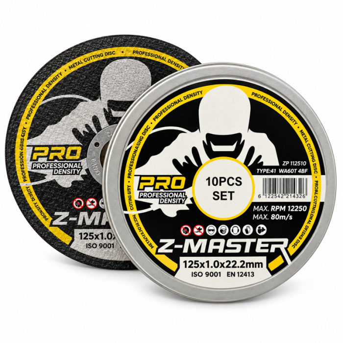 krepezhgroup product Диск за рязане на метал и неръждаема стомана Z-Master PRO, 125 x 1.0 - 10бр. в алуминиева кутия image