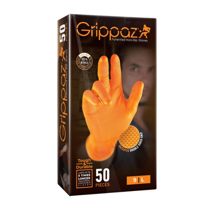 krepezhgroup product Еднократни нитрилни ръкавици GRIPPAZ® 246, оранжеви, 50 бр., размер 9/L image